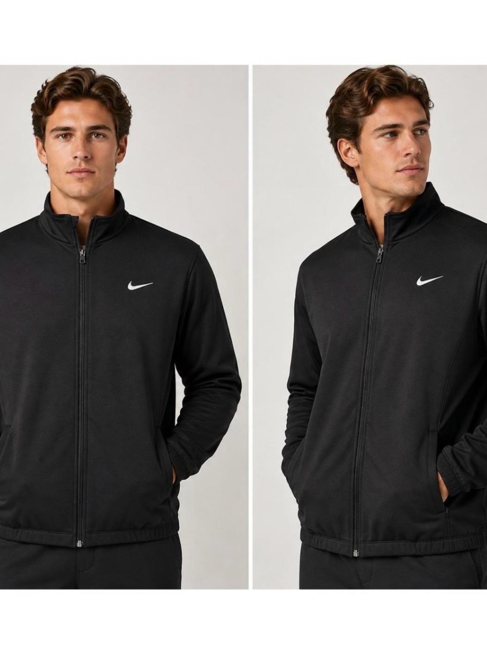 Nike Golf Therma-fit Black Full-Zip Performance Jacket with White Swoosh